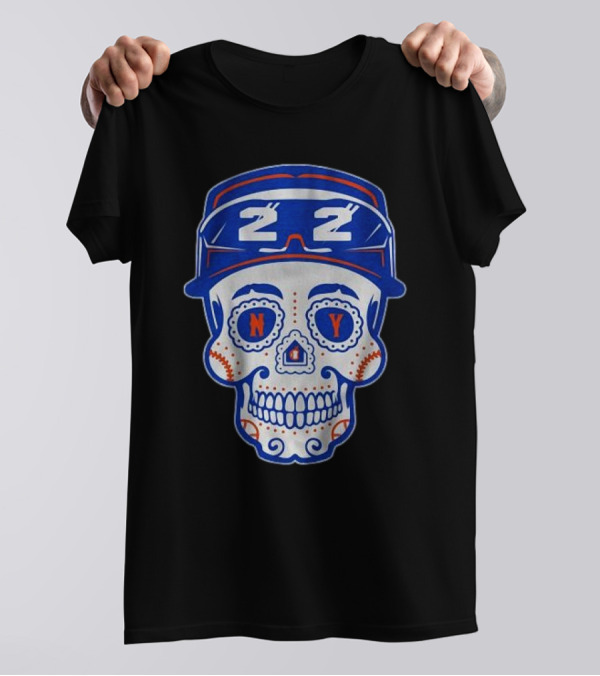 NY 22 Baseball Sugar Skull T-Shirt
