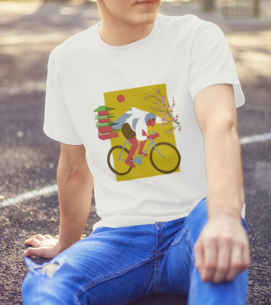 Cdawgva Cycling Pagoda Sakura Japan T-Shirt