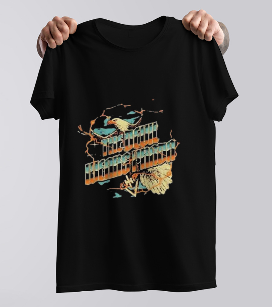 The Devil Wears Prada Bald Eagle Electric Orange And Blue T-Shirt