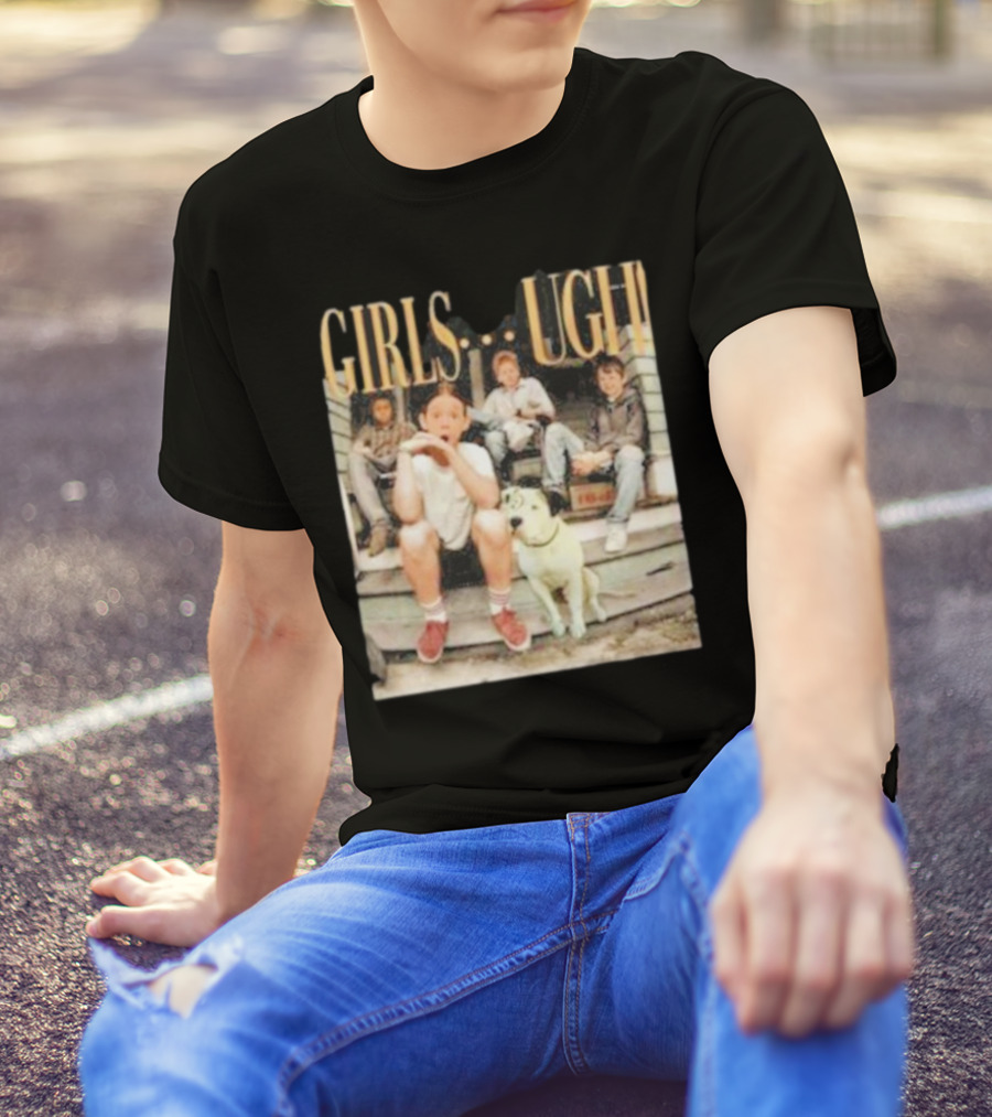 GIRLS UGH Thug Life Valentine Boys Sitting With Dog T-Shirt