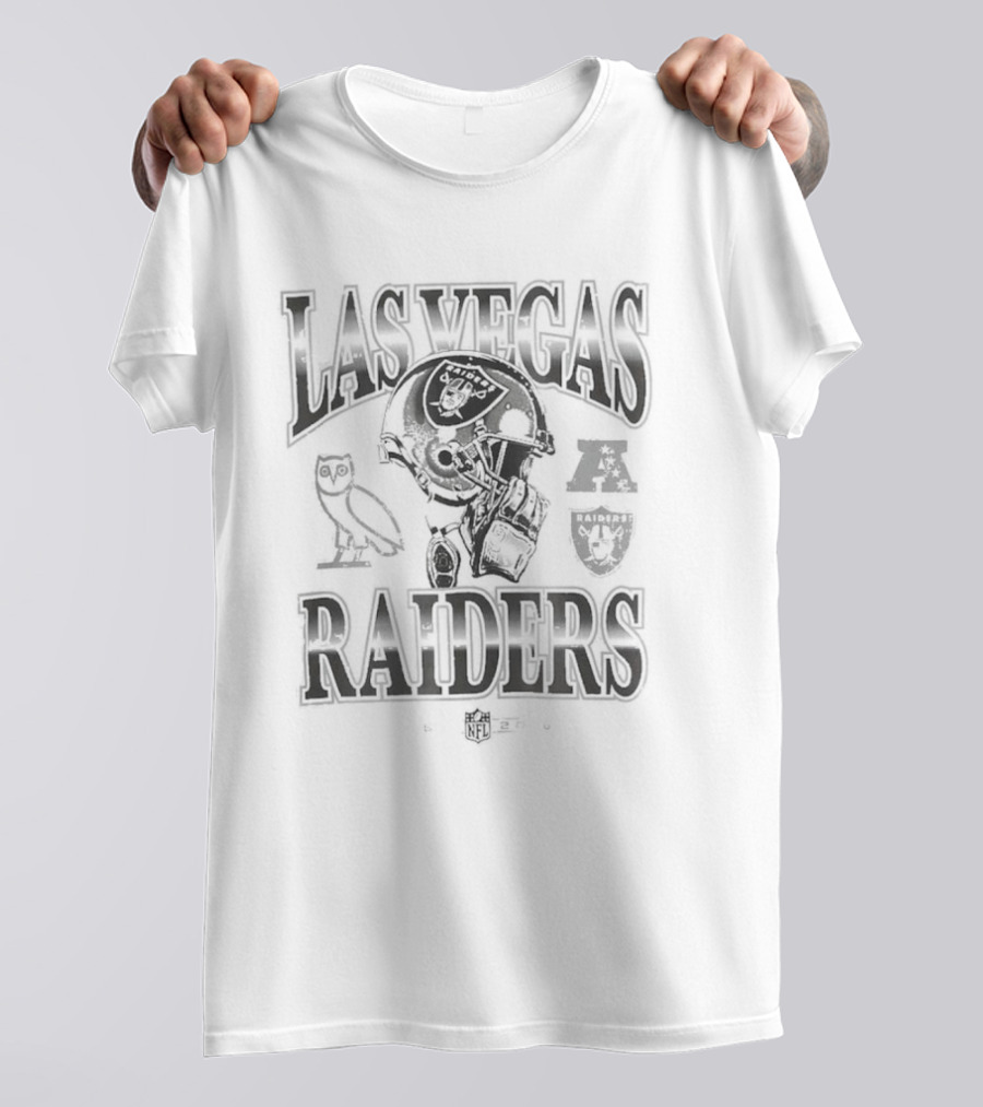 OVO Las Vegas Raiders NFL Helmet Owl Shield T-Shirt