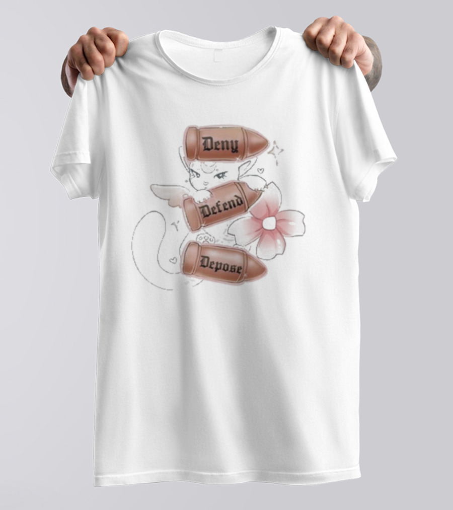 Sugary Carousel Deny Defend Depose Cat With Bullets And Flower T-Shirt