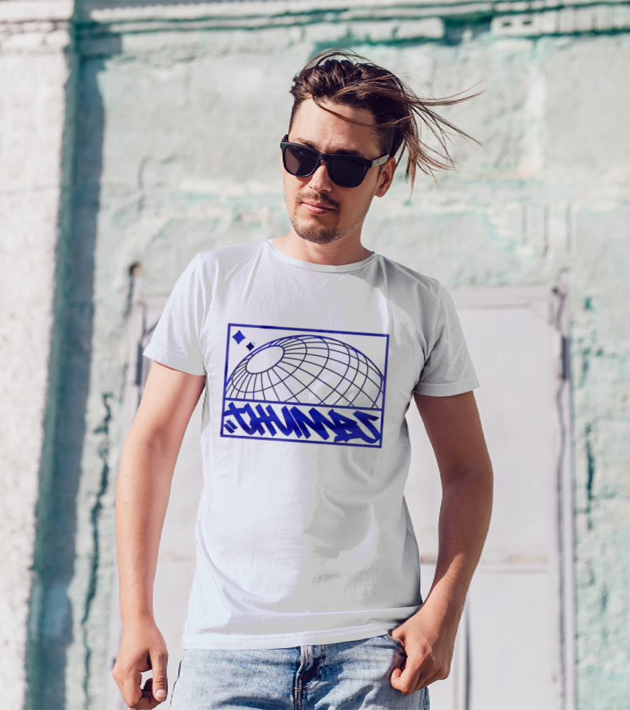Thumbs Global Tag Graffiti Style Blue Globe T-Shirt