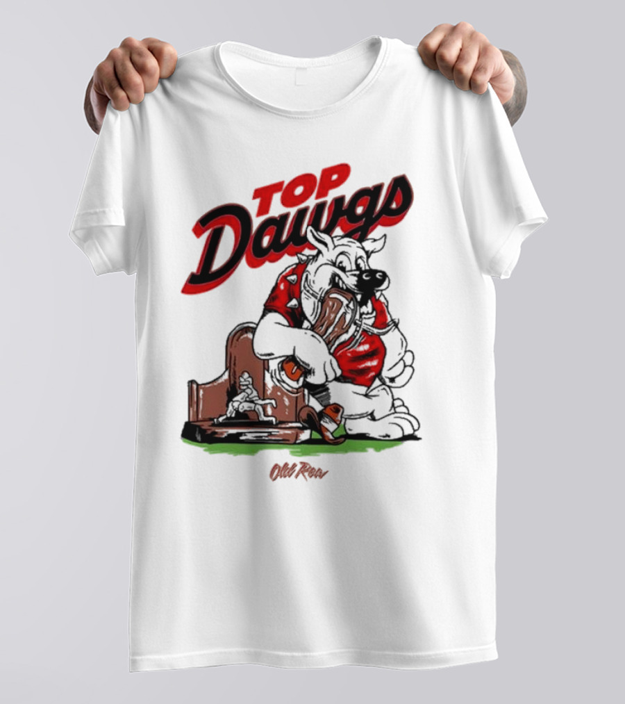 Top Dawgs Old Row Bulldog Eating Trophy Image T-Shirt