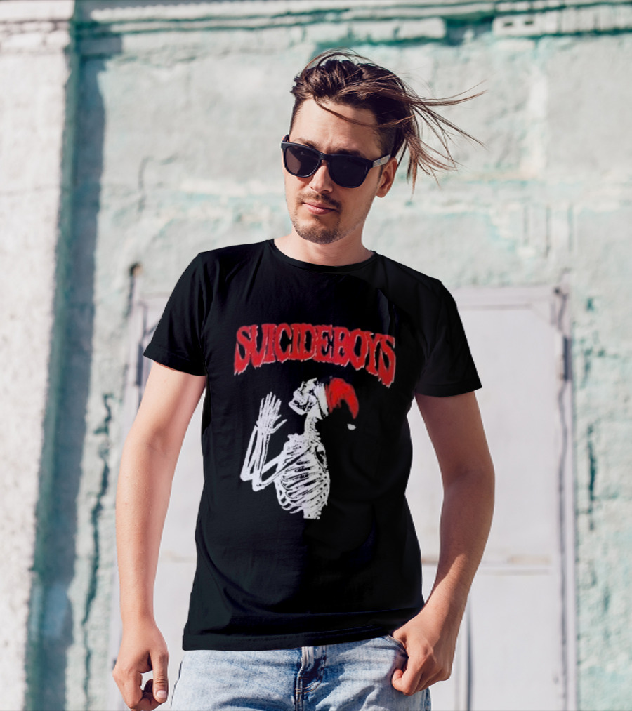 SUICIDEBOYS Skeleton Santa Hat T-Shirt