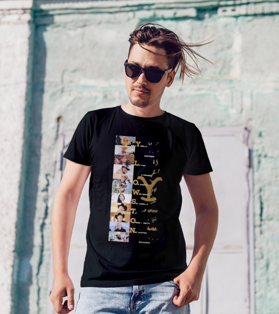 Yellowstone Cast Vertical Collage With Names And Signature Elements T-Shirt