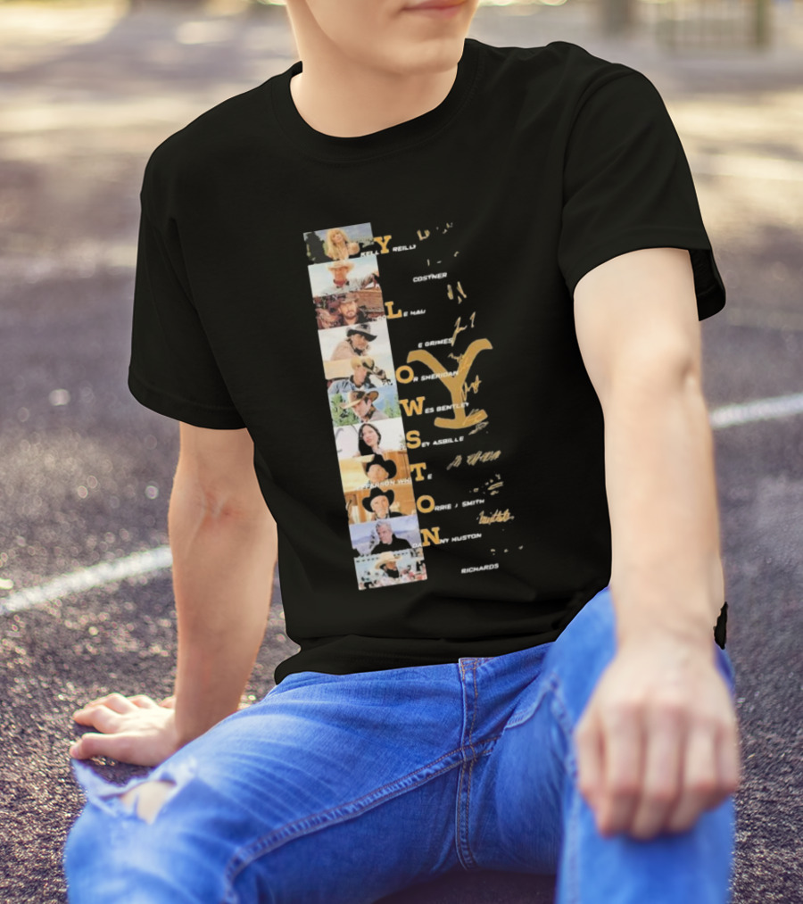 Yellowstone Cast Vertical Collage With Names And Signature Elements T-Shirt