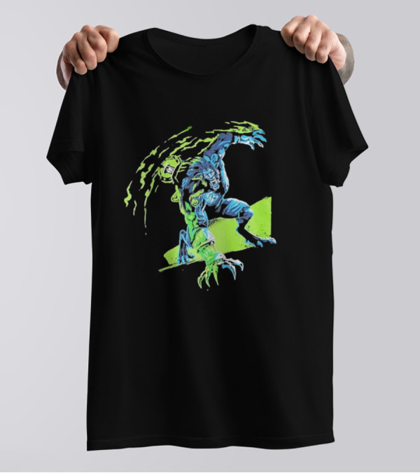 Arcane Warwick Champion Of Legends League Monster Claws And Green Energy Burst T-Shirt