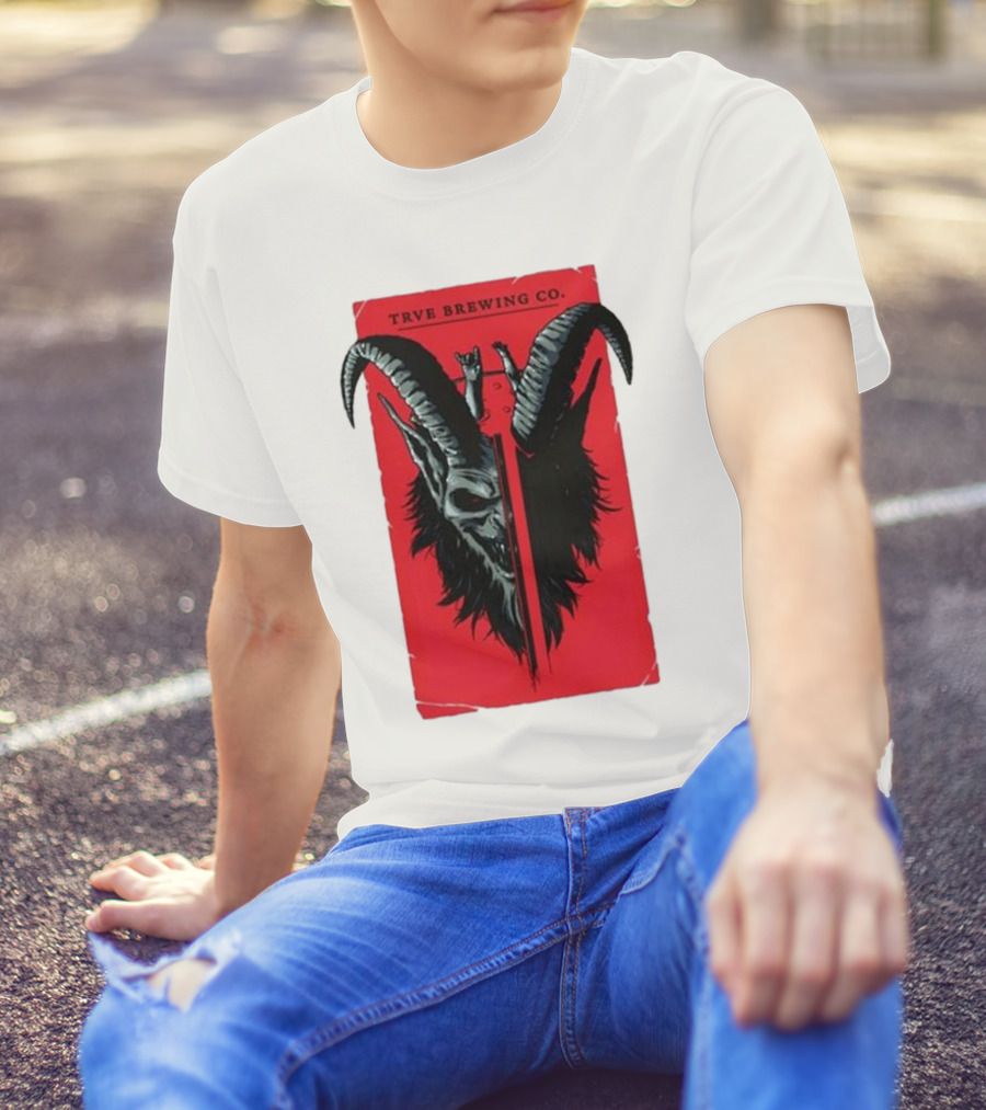 Trve Brewing Co. Krampus Red And Black Goat Skull T-Shirt