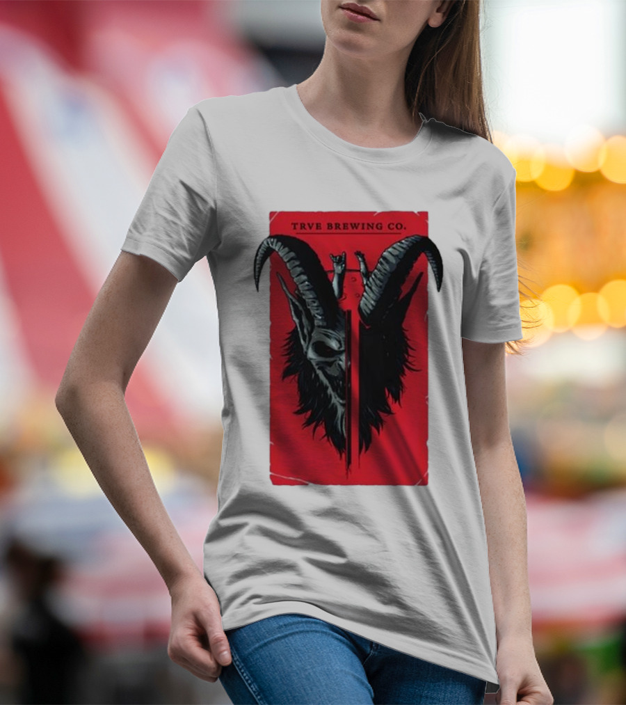 Trve Brewing Co. Krampus Red And Black Goat Skull T-Shirt