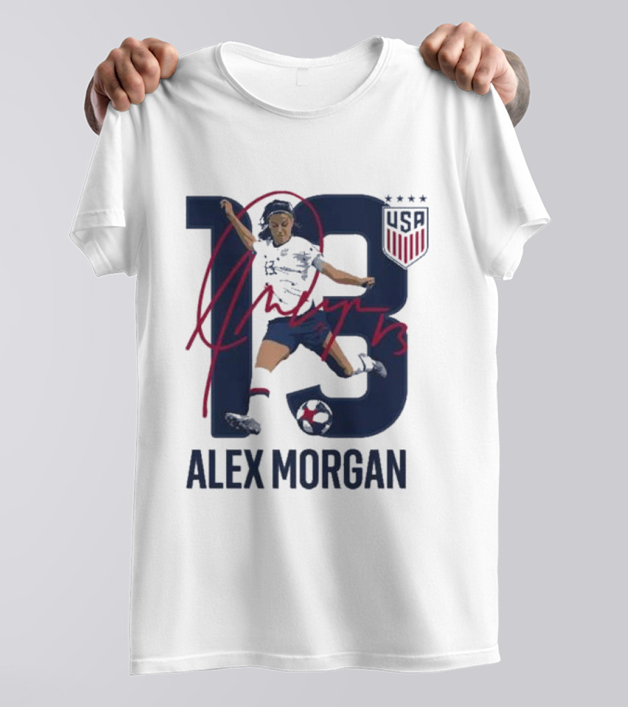 USA Alex Morgan 13 Signature Soccer Player With USA T-Shirt