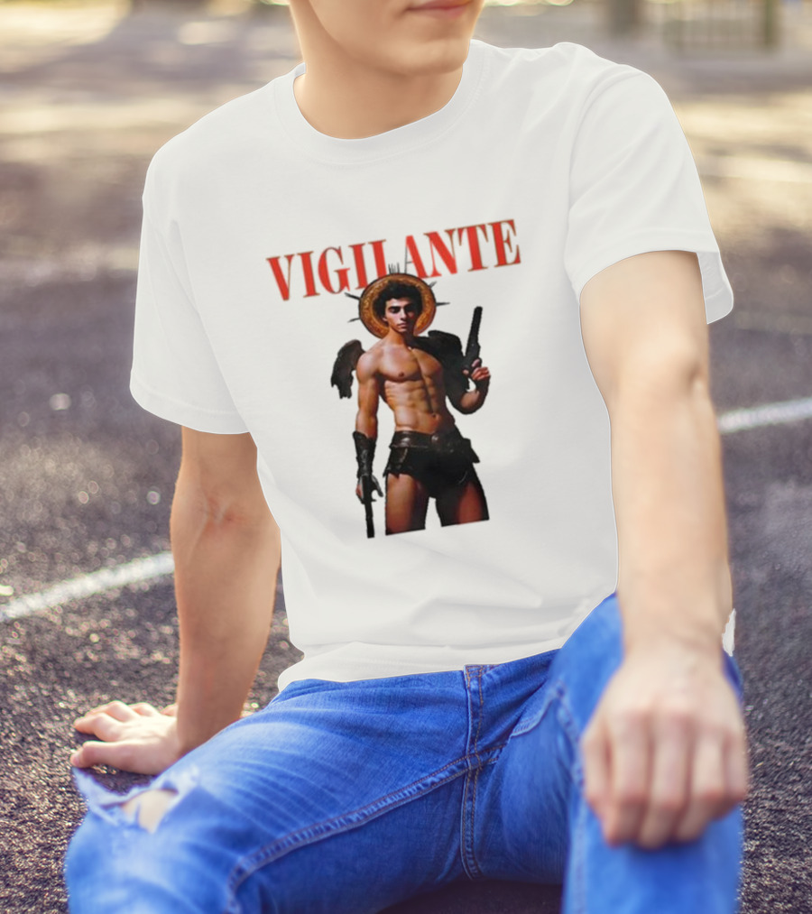 Vigilante Angelic Warrior With Wings And Guns T-Shirt