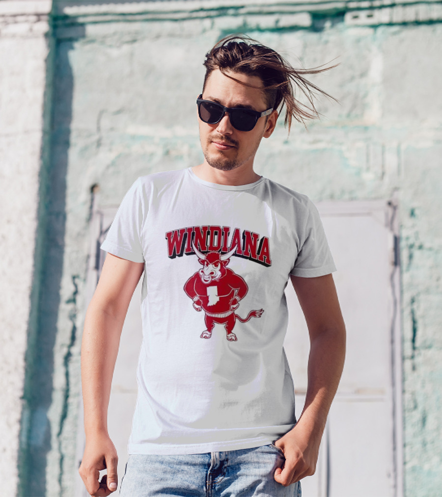 Windiana Red Bull Indiana State Outline T-Shirt