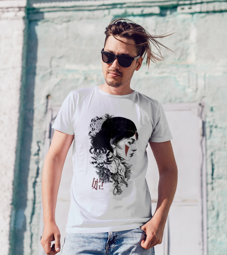 Wolf Girl Rafael Baptista Chrysanthemum Profile Asian Characters T-Shirt