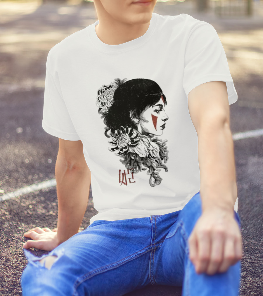 Wolf Girl Rafael Baptista Chrysanthemum Profile Asian Characters T-Shirt