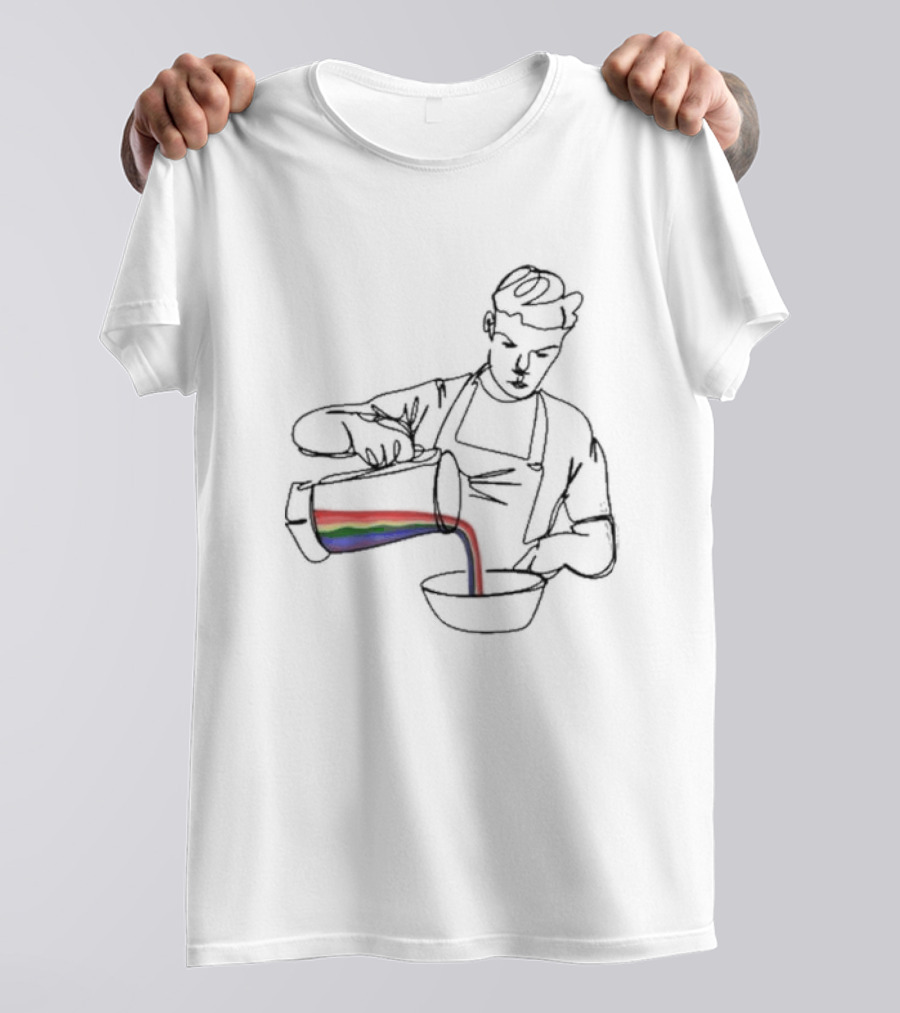 Will Poulter X Choose Love The Bear Charity Rainbow Pouring Art Chef T-Shirt