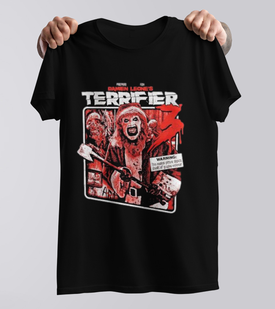 Prepare For Damien Leone's Terrifier 3 Warning Graphic Violence T-Shirt
