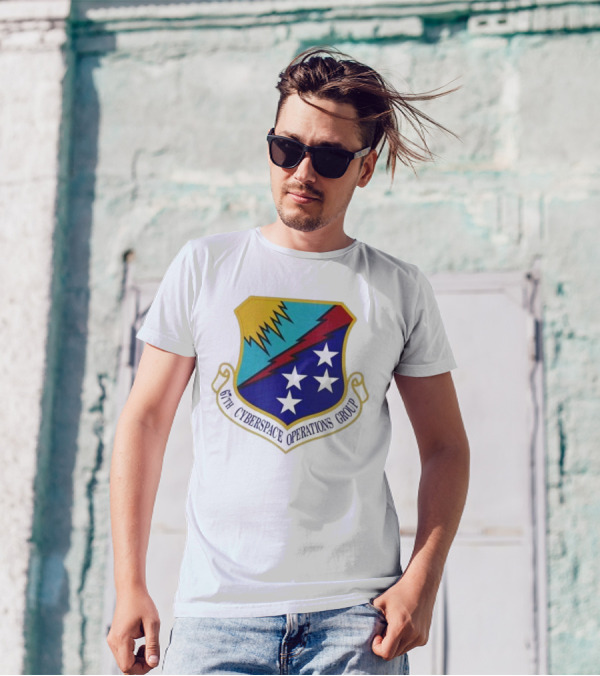 67th Cyberspace Operations Group Emblem With Stars And Lightning Bolt T-Shirt