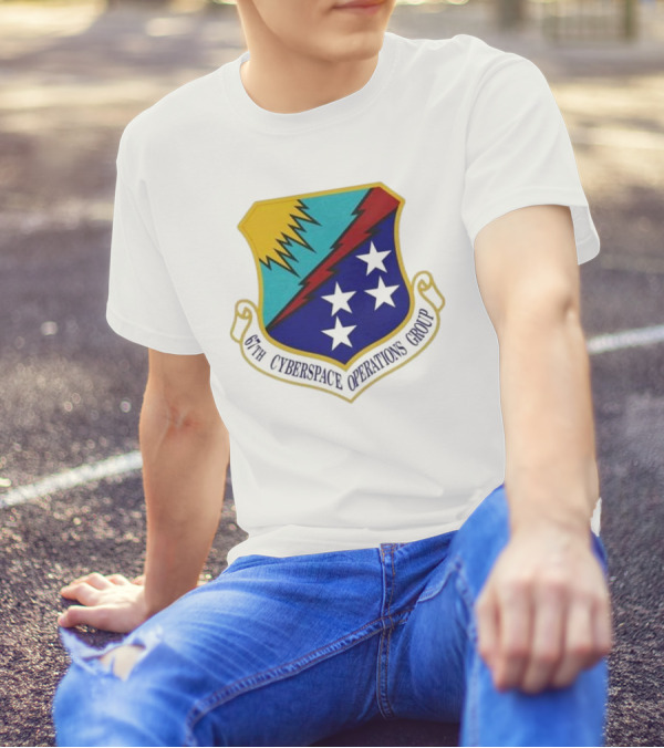 67th Cyberspace Operations Group Emblem With Stars And Lightning Bolt T-Shirt