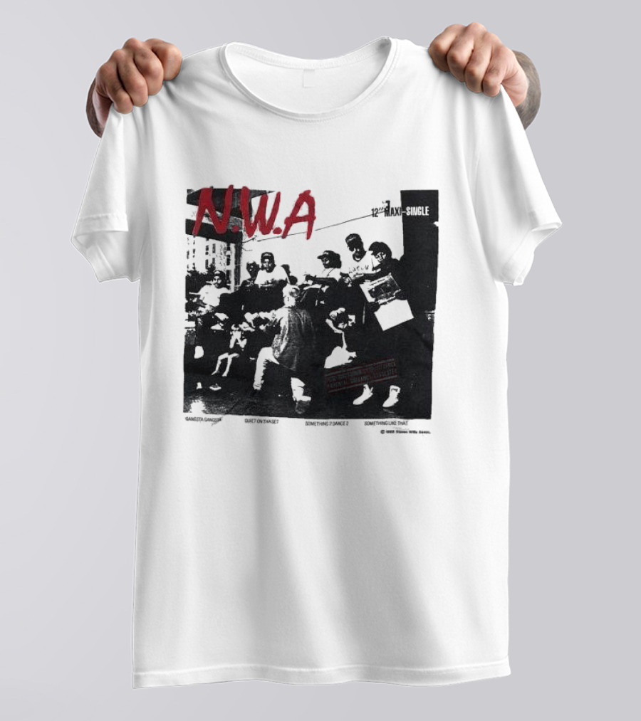 N.W.A 1988 Gangsta Gangsta Maxi-Single 12 Inch Quiet On Tha Set Compton Rap Music T-Shirt