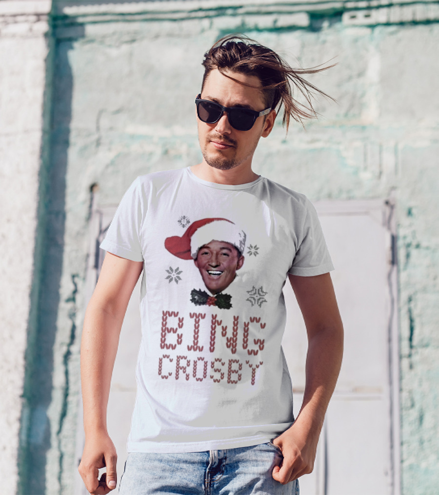 Bing Crosby Jolly Christmas Santa Hat Smiling Face T-Shirt