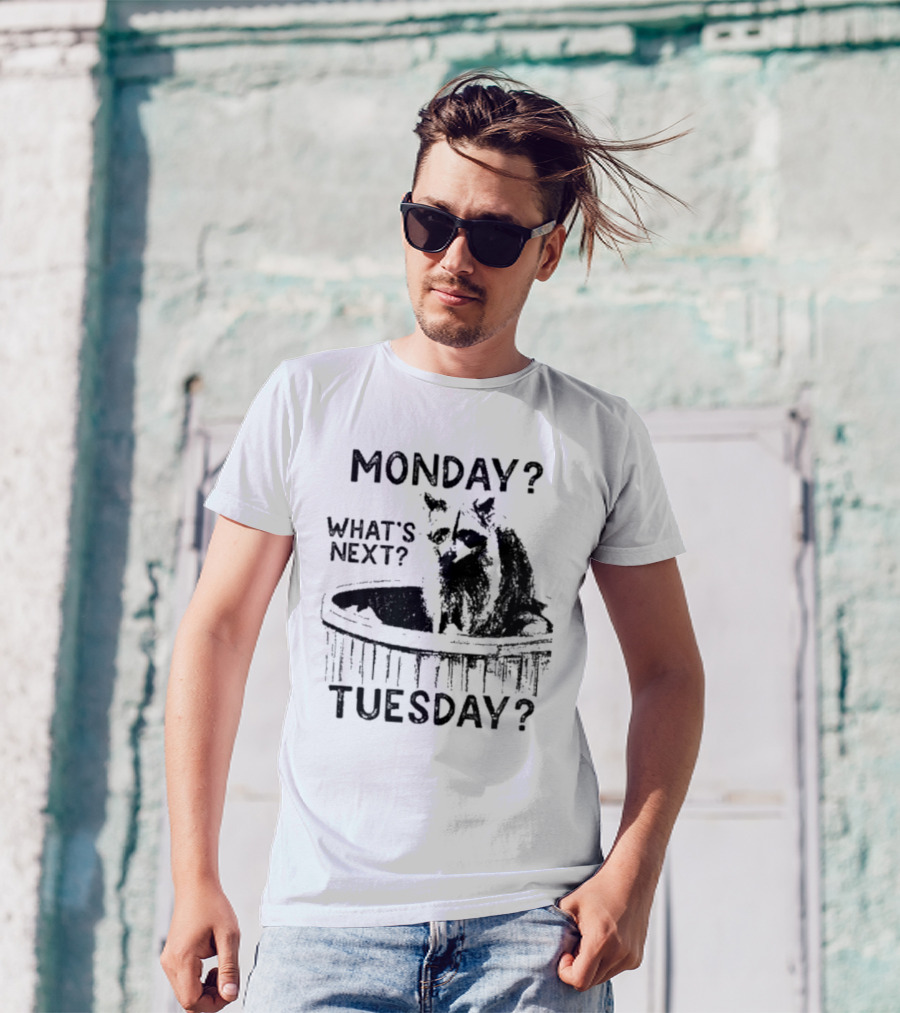 Monday What's Next Tuesday Raccoon Wood Tub T-Shirt