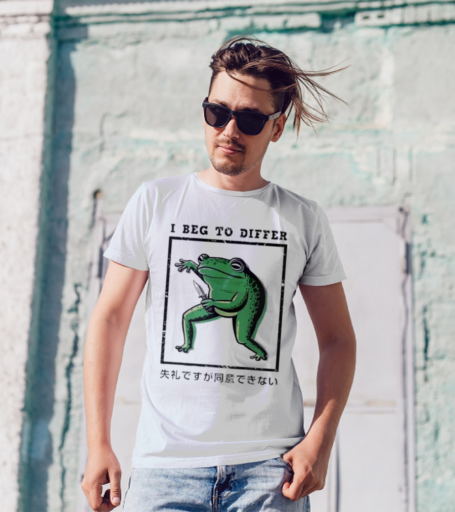 I Beg To Differ Frog Japanese Frog With Knife T-Shirt