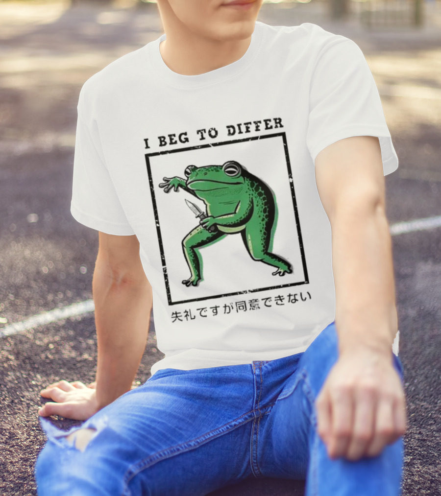 I Beg To Differ Frog Japanese Frog With Knife T-Shirt