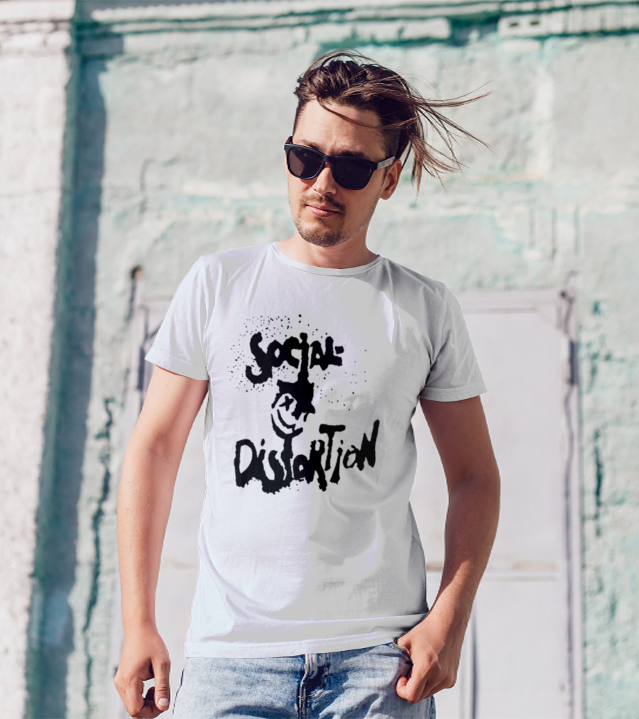 Social Distortion Smiley Logo Black Splatter T-Shirt