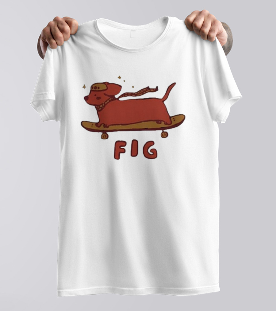 FIG Woof Skateboarding Dog With Hat And Scarf T-Shirt