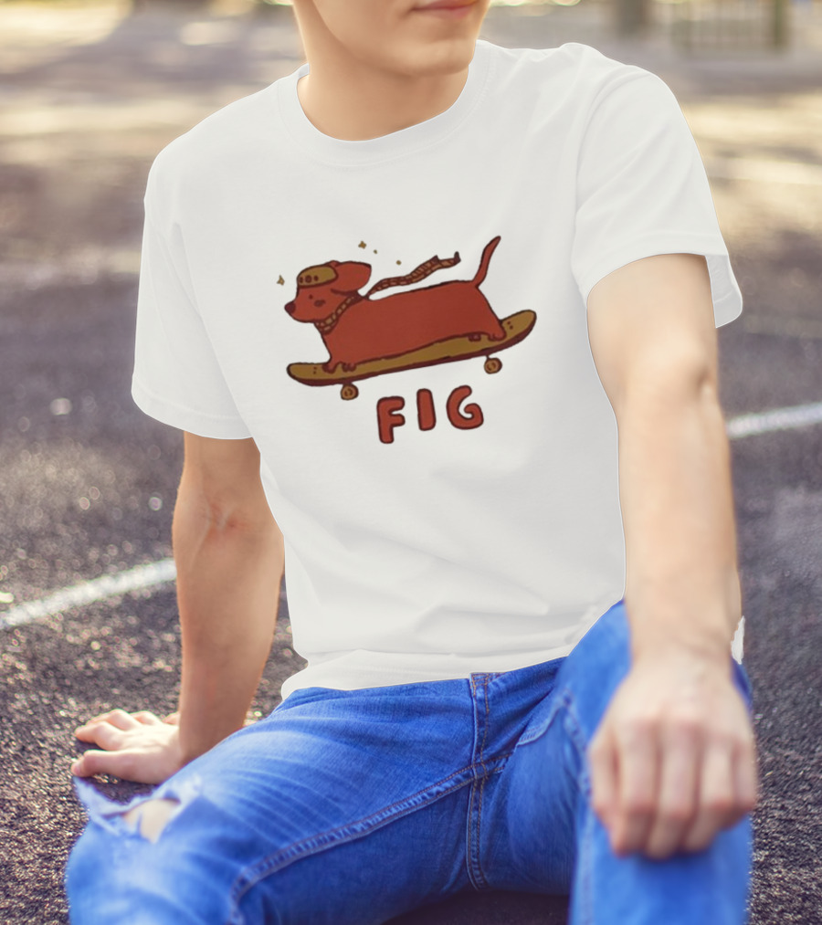 FIG Woof Skateboarding Dog With Hat And Scarf T-Shirt