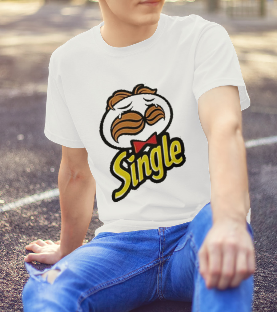 Single Pringle Crying Icon With Mustache And Red Bowtie T-Shirt