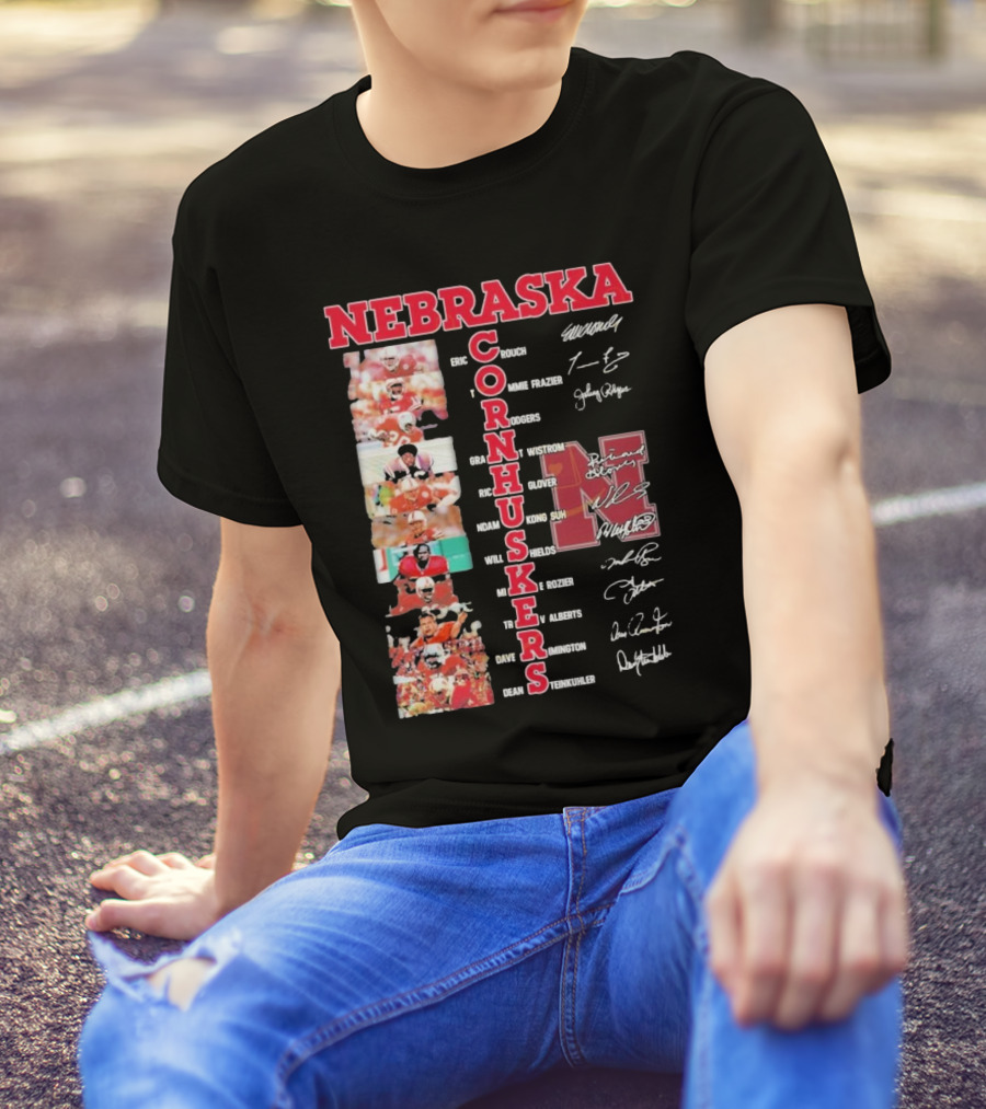 Nebraska Cornhuskers Football Legendary Player Signatures And Photos T-Shirt