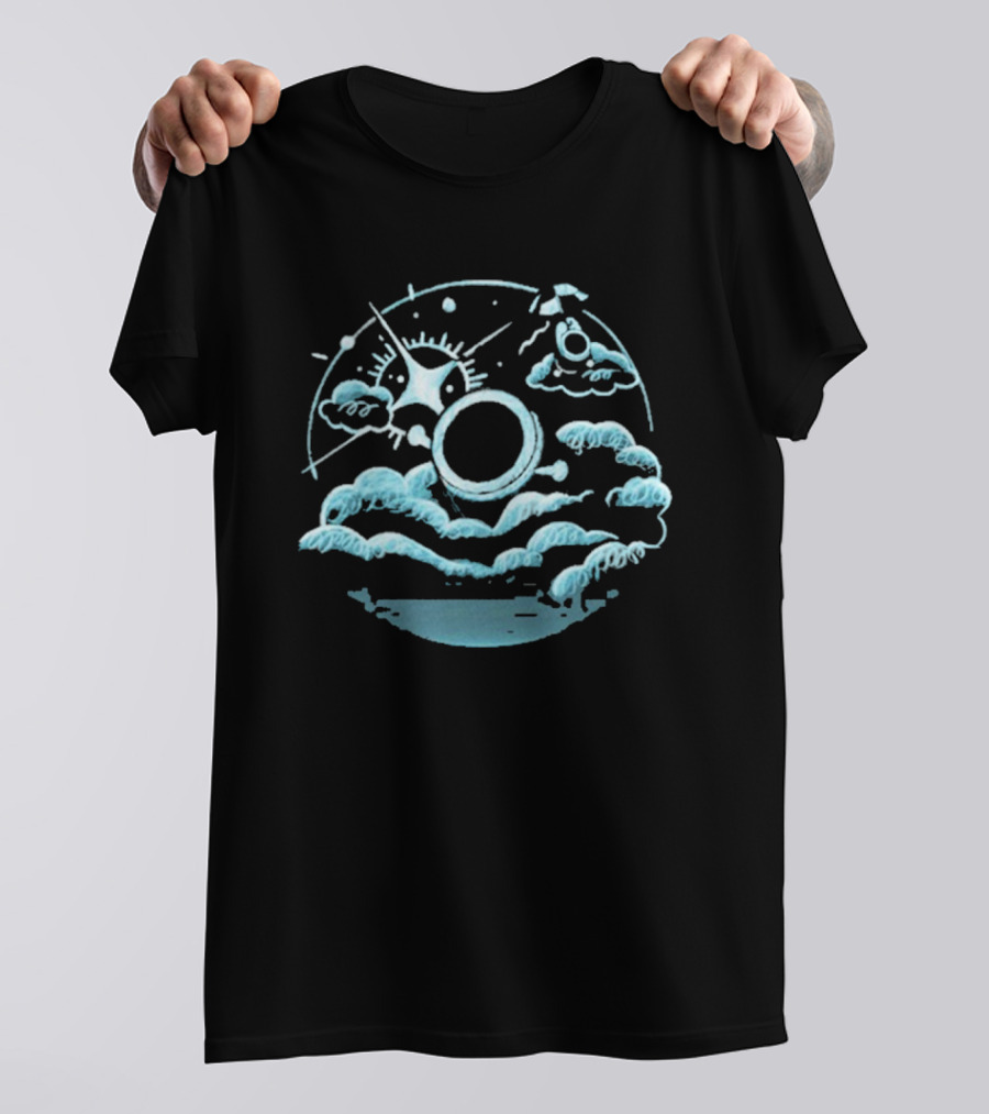 The Yetee Enveloped In Celestial Clouds With Cosmic Umbrella And Starburst T-Shirt