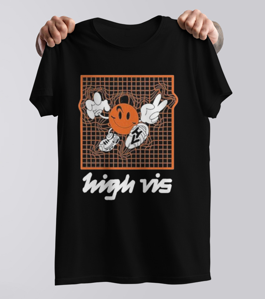 High Vis Retro Grinning Basketball Peace Sneakers T-Shirt