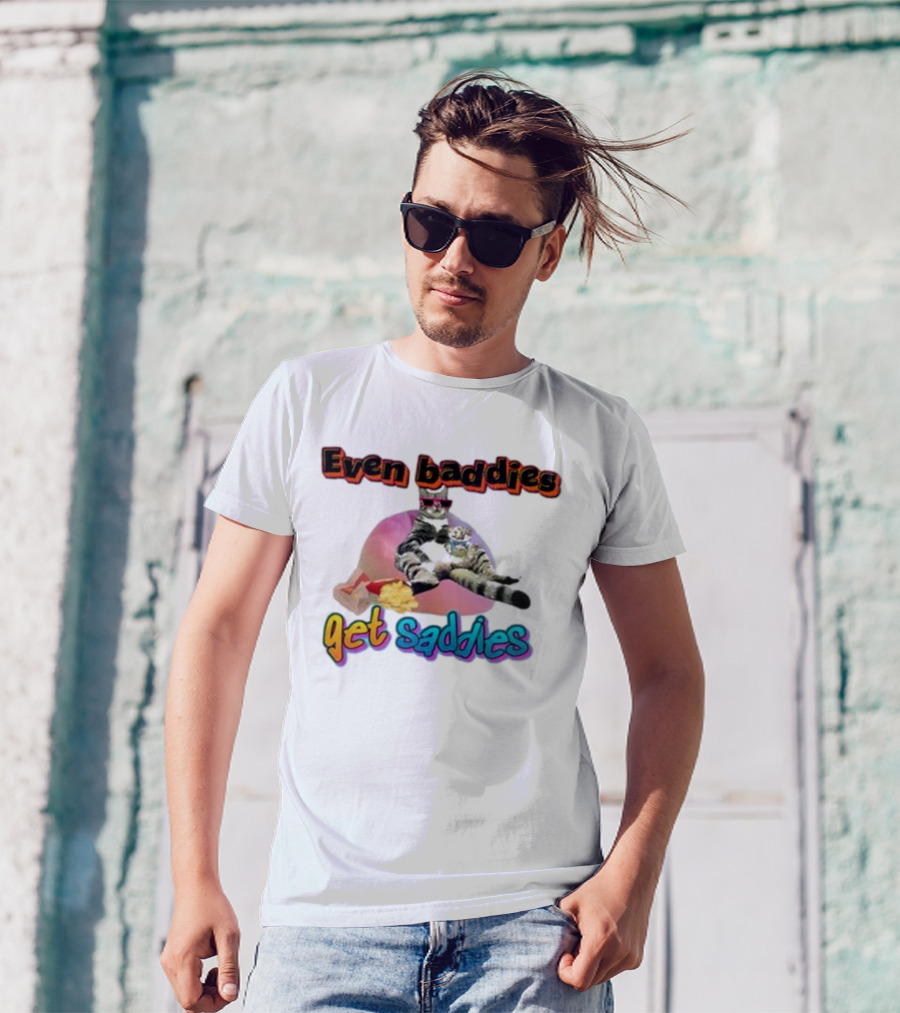 Even Baddies Get Saddies Cat Potato Chips Funny Ryan Primer T-Shirt