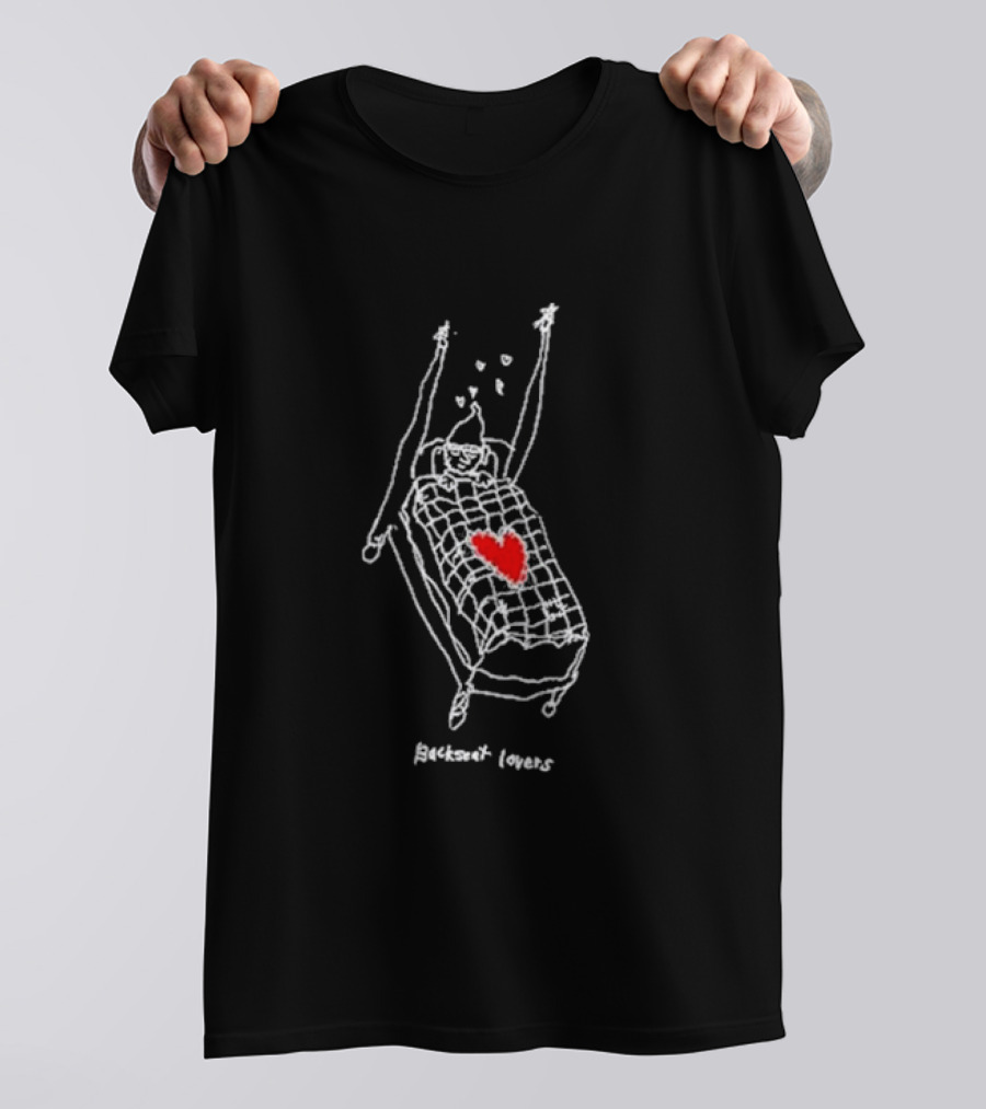 Backseat Lovers Gnome Bed Sketch With Heart And Hearts T-Shirt
