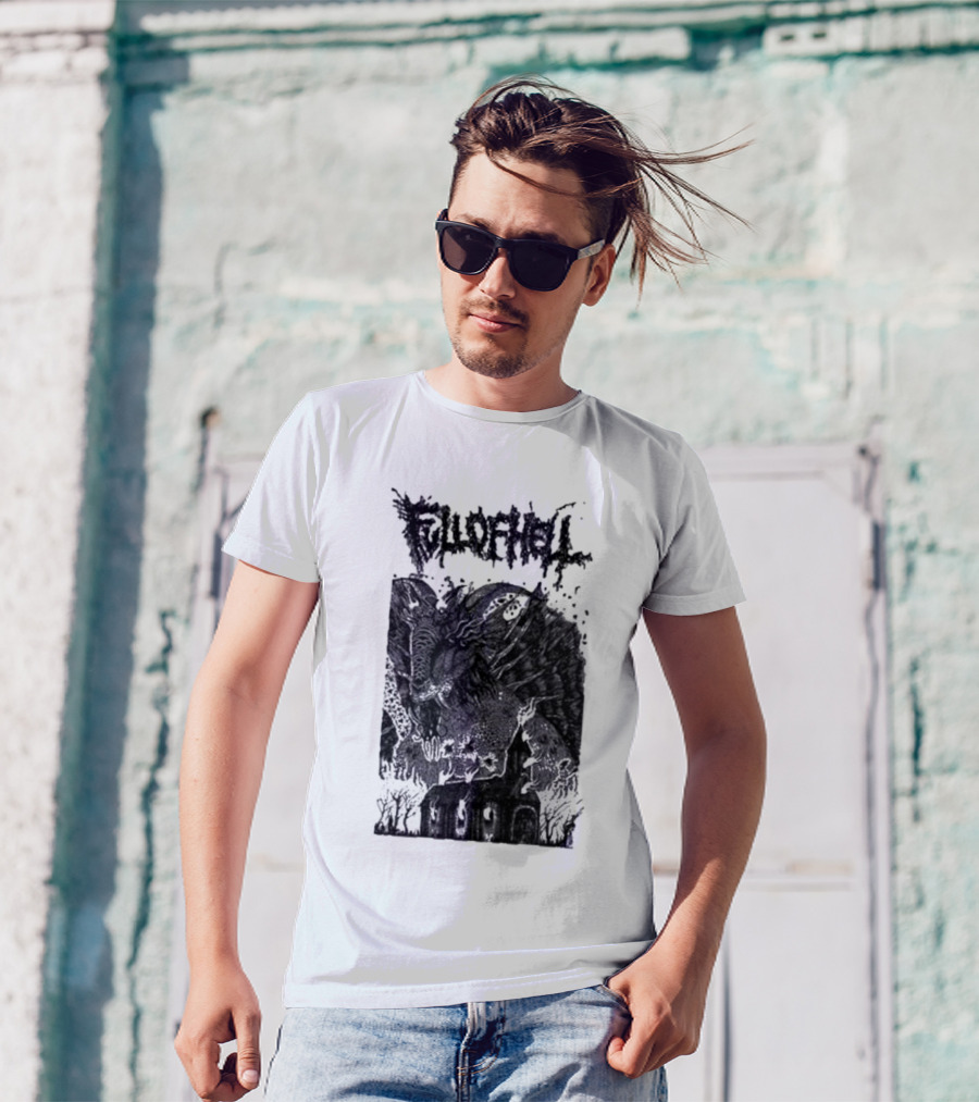 Full Of Hell Demon Goat Over Church Scene T-Shirt
