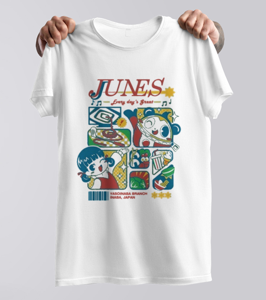Junes Every Day's Great YasoInaba Branch Inaba Japan Persona 4 Teddie Food Icons T-Shirt