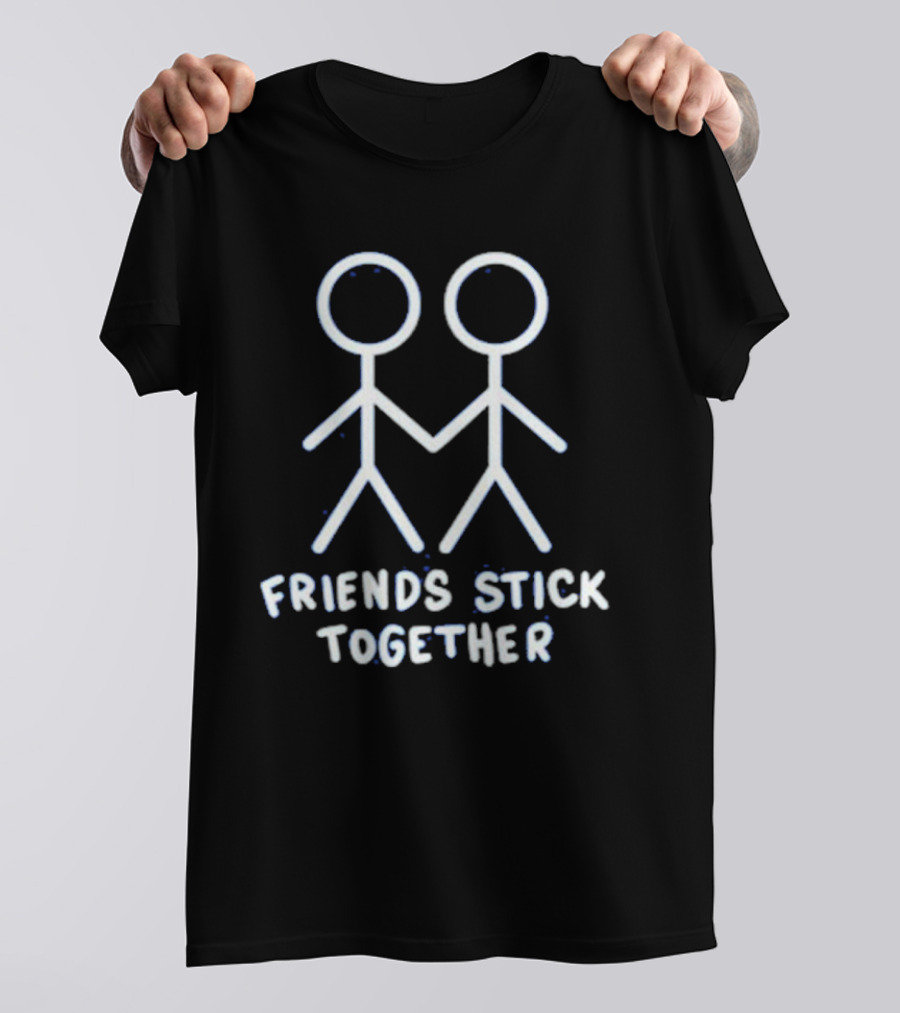 Friends Stick Together Stick Figures Holding Hands T-Shirt