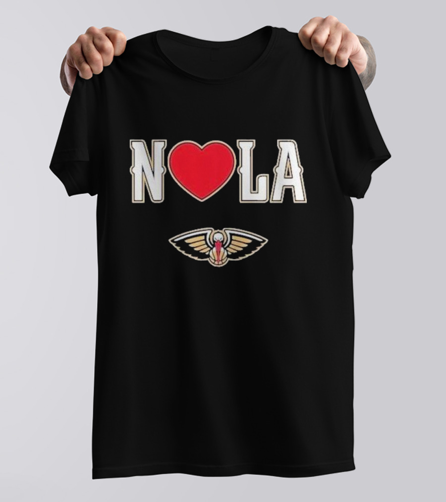 New Orleans Pelicans Heart NOLA Love With Pelicans T-Shirt