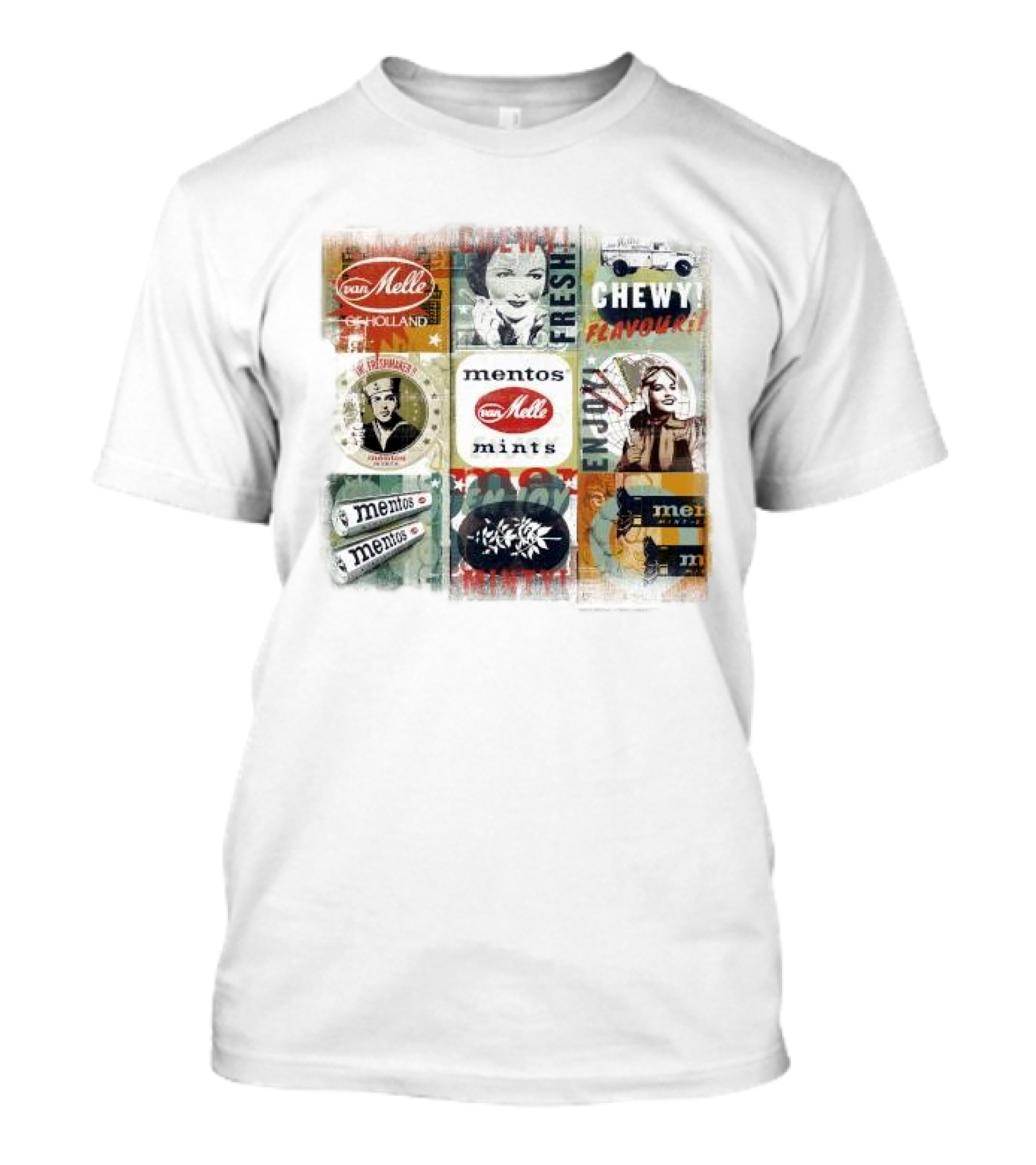Van Melle Mentos Fresh Minty Chewy Flavours Collage Enjoy Holland Mints T-Shirt