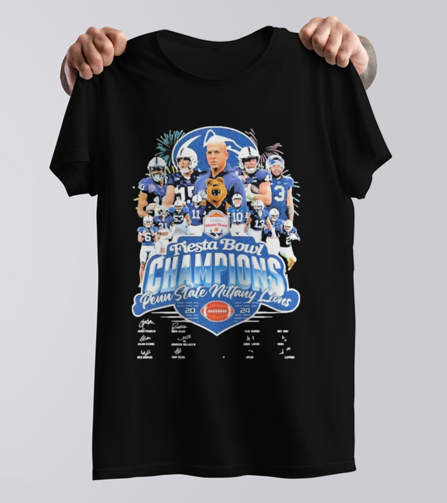 Fiesta Bowl Champions Penn State Nittany Lions 2024 Coach James Franklin T-Shirt