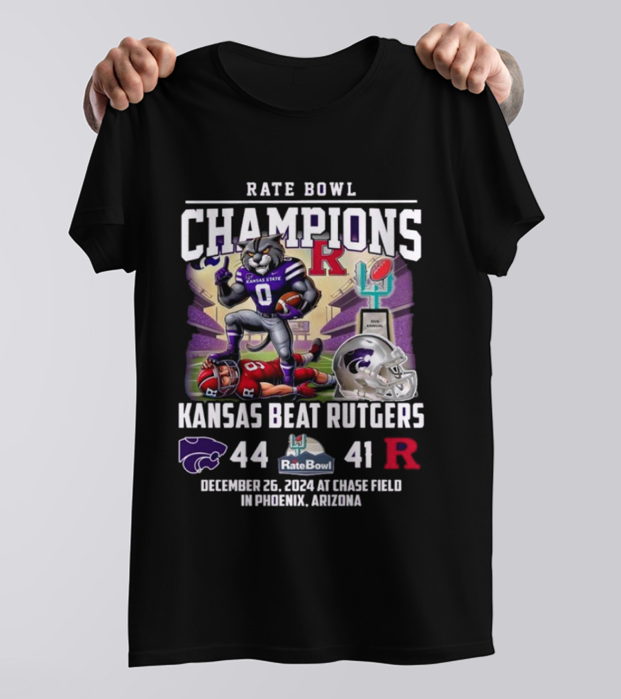 Rate Bowl Champions Kansas State Wildcats Beat Rutgers December 26, 2024 Chase Field Phoenix Arizona T-Shirt