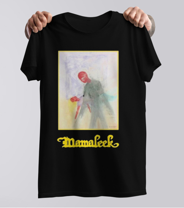 Mamaleek Primo Sonno Abstract Figure With Red Face And Yellow Border T-Shirt