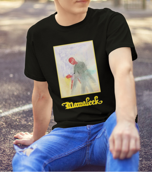 Mamaleek Primo Sonno Abstract Figure With Red Face And Yellow Border T-Shirt