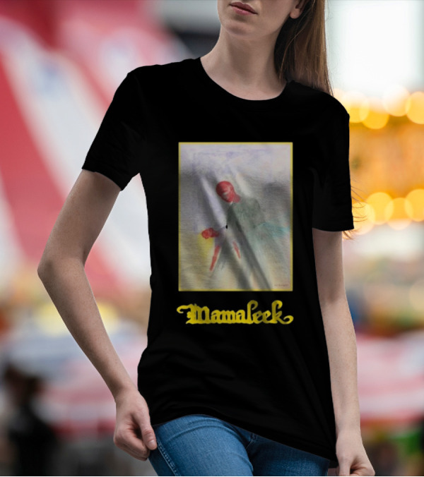 Mamaleek Primo Sonno Abstract Figure With Red Face And Yellow Border T-Shirt
