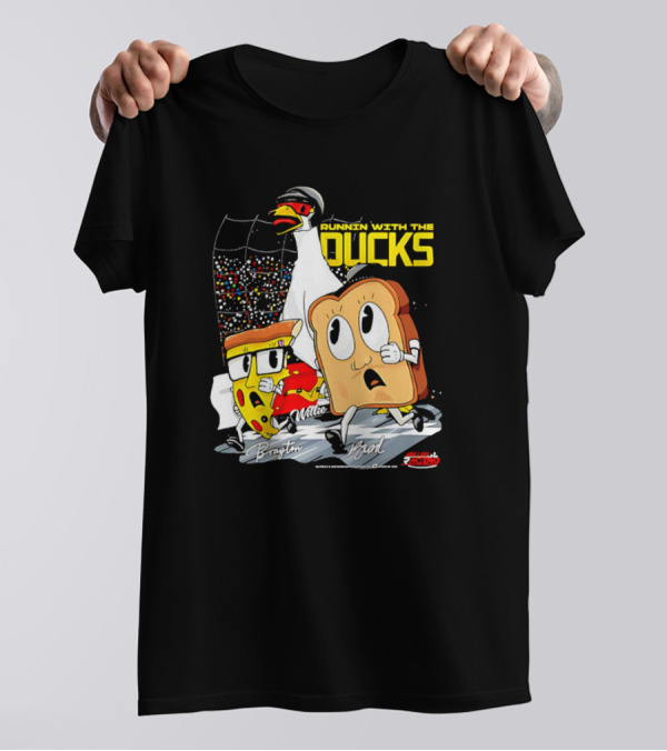 Running With The Ducks Brayton Brad Willie Cartoon Pizza And Toast Racing T-Shirt
