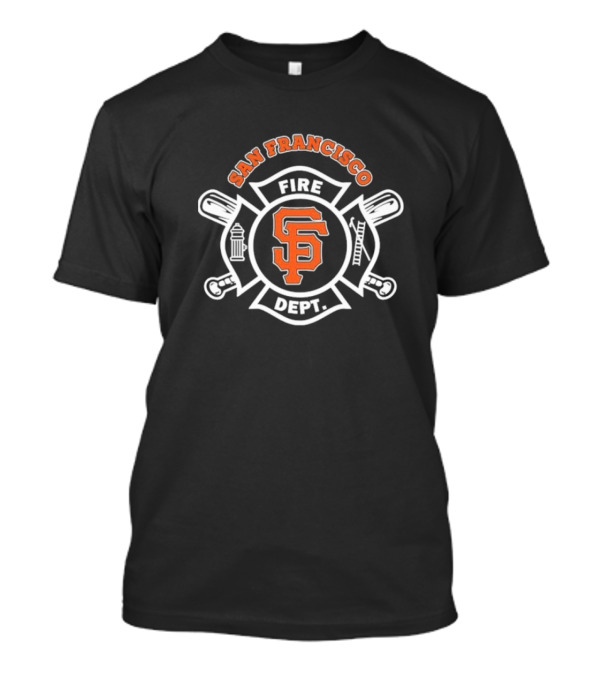 San Francisco Giants Fire Dept Firefighters SF Baseball Crossed Axes Ladder T-Shirt
