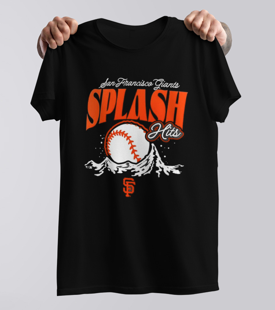 San Francisco Giants Splash Hits Baseball Waves And Number 9 T-Shirt
